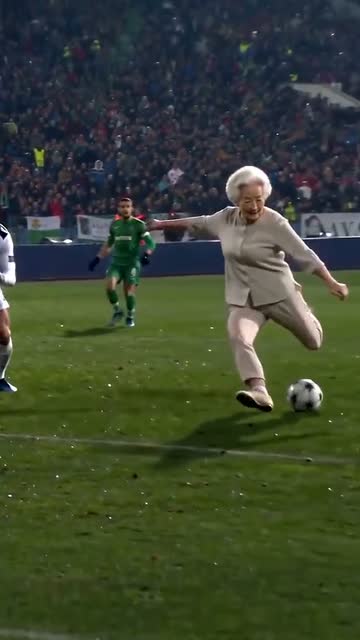 Ozil goal AI video frame, 12 to 15 seconds: grandma rolls the ball into the empty net